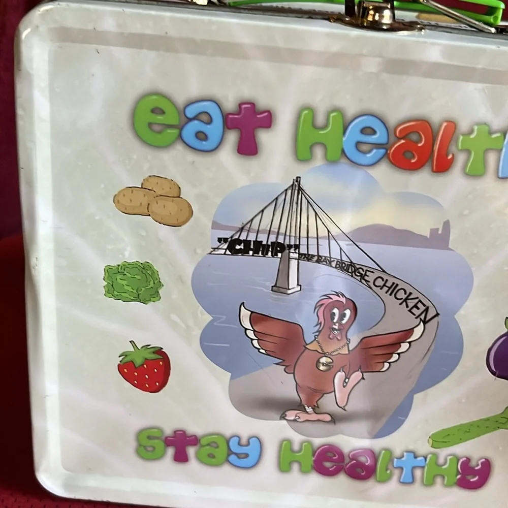 Vintage Chip the Bay Bridge Chicken lunch box, San Francisco  Colorful